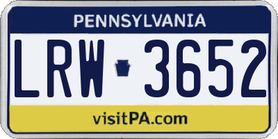 PA license plate LRW3652
