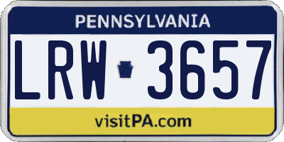 PA license plate LRW3657