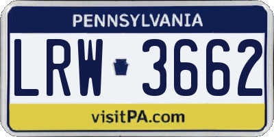 PA license plate LRW3662