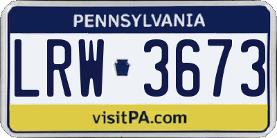 PA license plate LRW3673
