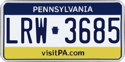PA license plate LRW3685