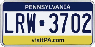 PA license plate LRW3702