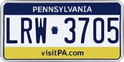 PA license plate LRW3705