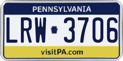 PA license plate LRW3706