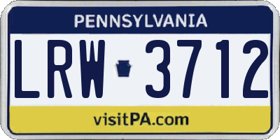 PA license plate LRW3712