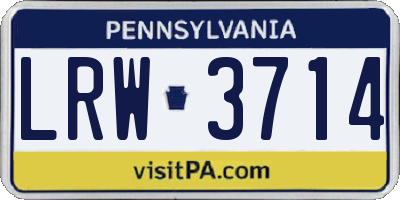 PA license plate LRW3714