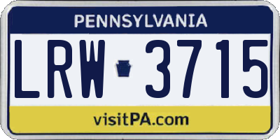 PA license plate LRW3715