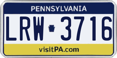 PA license plate LRW3716
