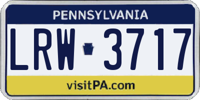 PA license plate LRW3717