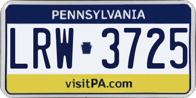 PA license plate LRW3725