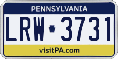 PA license plate LRW3731