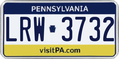 PA license plate LRW3732