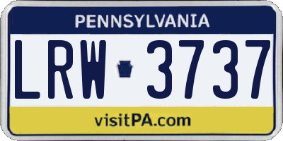 PA license plate LRW3737