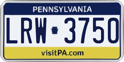 PA license plate LRW3750