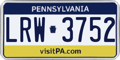 PA license plate LRW3752