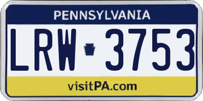 PA license plate LRW3753
