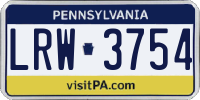 PA license plate LRW3754