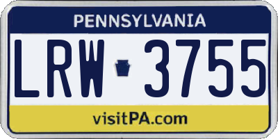 PA license plate LRW3755