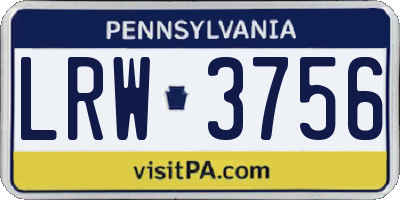 PA license plate LRW3756