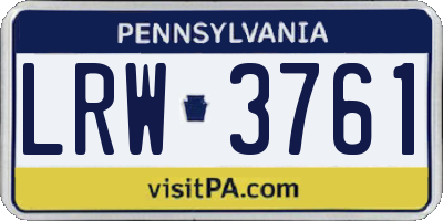 PA license plate LRW3761