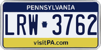 PA license plate LRW3762