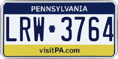 PA license plate LRW3764