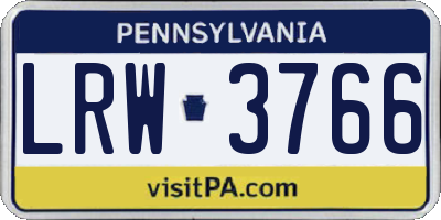 PA license plate LRW3766
