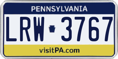 PA license plate LRW3767