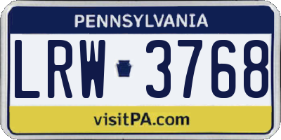 PA license plate LRW3768