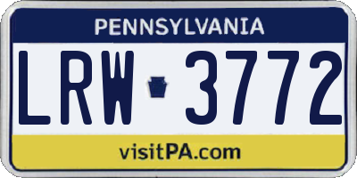 PA license plate LRW3772