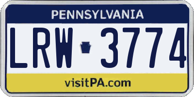 PA license plate LRW3774