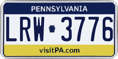 PA license plate LRW3776