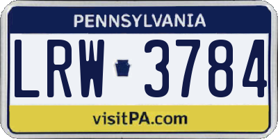PA license plate LRW3784