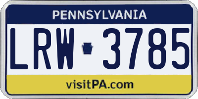 PA license plate LRW3785