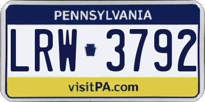 PA license plate LRW3792
