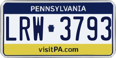 PA license plate LRW3793