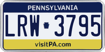 PA license plate LRW3795