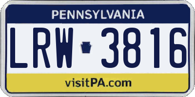 PA license plate LRW3816