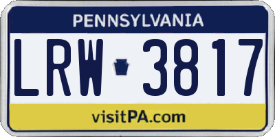 PA license plate LRW3817