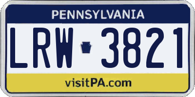 PA license plate LRW3821