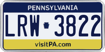 PA license plate LRW3822