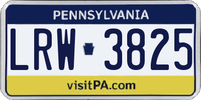 PA license plate LRW3825