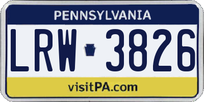 PA license plate LRW3826