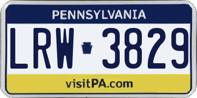 PA license plate LRW3829