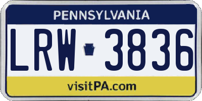 PA license plate LRW3836