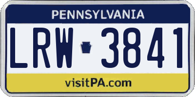 PA license plate LRW3841