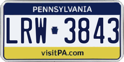 PA license plate LRW3843