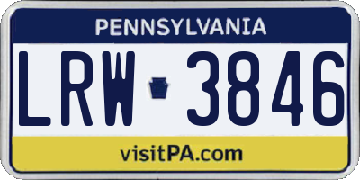 PA license plate LRW3846