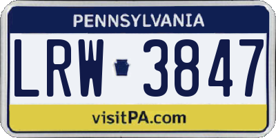 PA license plate LRW3847