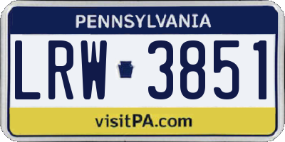 PA license plate LRW3851